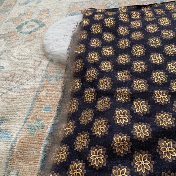 Lulla Collection by Bindya Blue & Gold Floral Oblong Lightweight Scarf - Picture 5 of 8